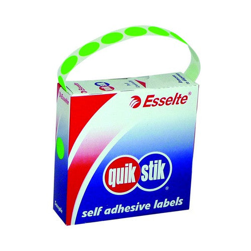 QuikStik Label Dispenser Circle 14mm Fluoro Green Pack of 700