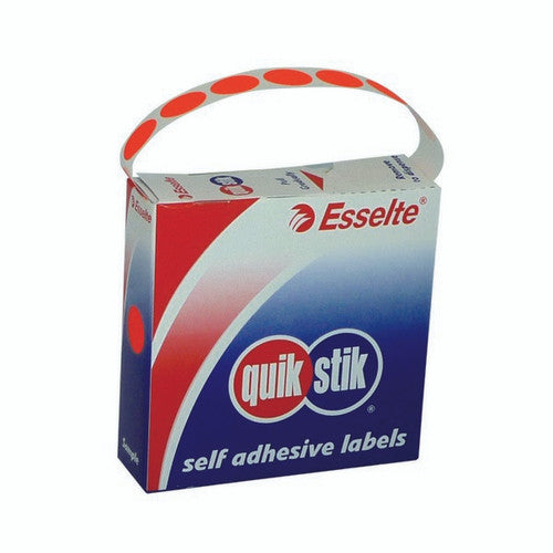 QuikStik Label Dispenser Circle 14mm Fluoro Red Pack of 700