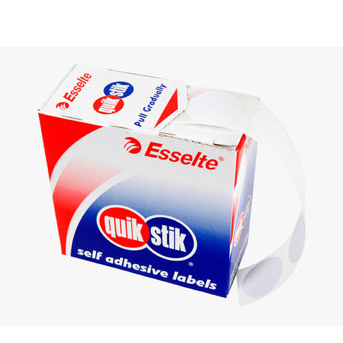 QuikStik Removable Adhesive Label Dispenser Circle 24mm White Pack of 550