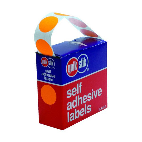 QuikStik Label Dispenser Circle 24mm Fluoro Orange Pack of 400