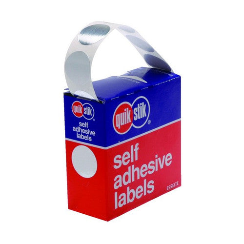 QuikStik Removable Adhesive Label Dispenser Circle 24mm Silver Pack of 250