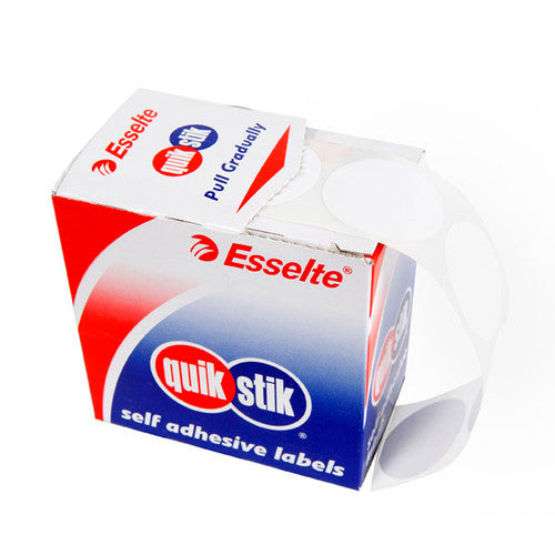 QuikStik Removable Adhesive Label Dispenser Circle 32mm White Pack of 350