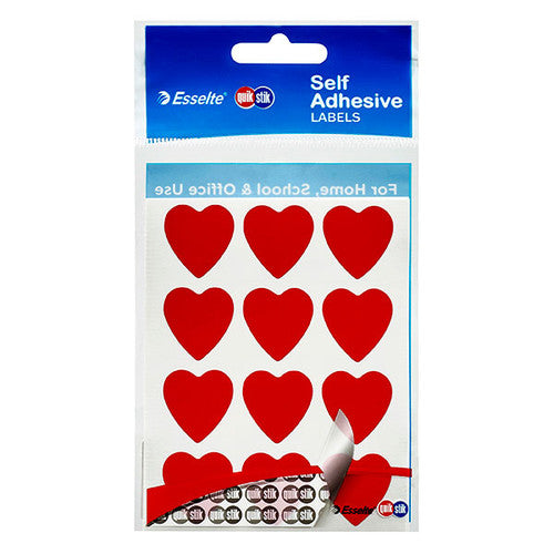 QuikStik Label Heart 22mm Red Hangsell Pack of 48