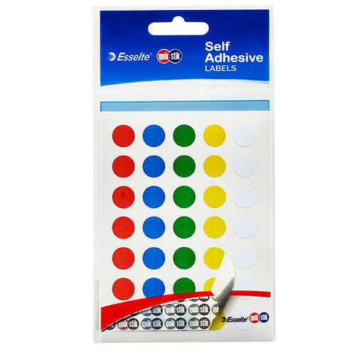 QuikStik Label Circle 11mm Assorted Hangsell Pack of 245