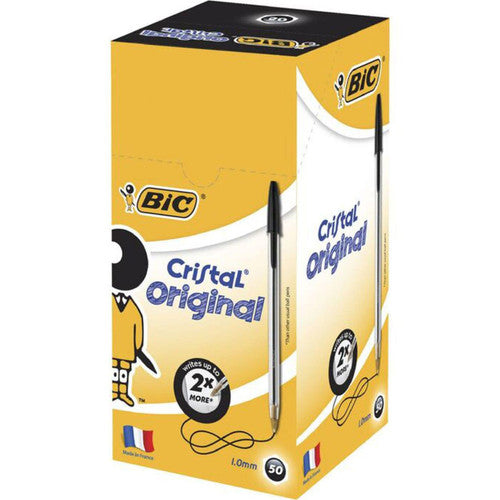 BIC 8127951 Cristal Ballpoint Pens Medium Black Box of 50