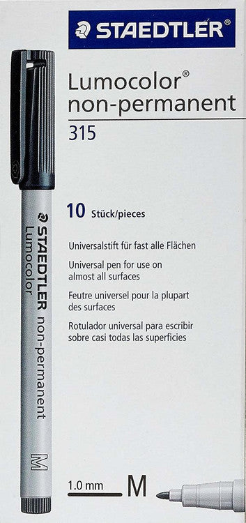 Staedtler Lumocolor Non-Permanent Pen Medium Black Box 10 315-9