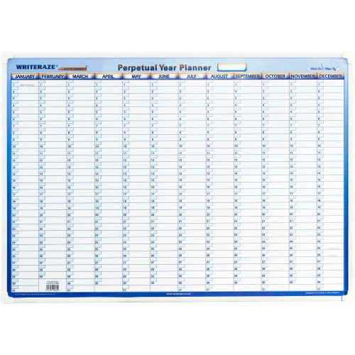 Writeraze Perpetual Year Planner QC2 Wall Chart 500 x 700mm