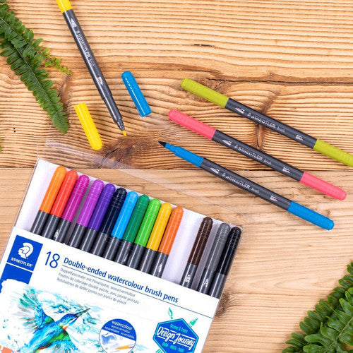 Staedtler 3001 TB18 Marsgraphic Duo Watercolour Brush Pen Assorted Wallet of 18