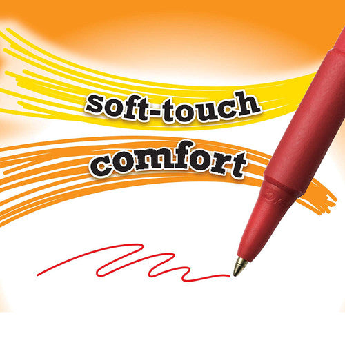 BIC 91437 SoftFeel Retractable Ballpoint Pen Medium Red Box of 12