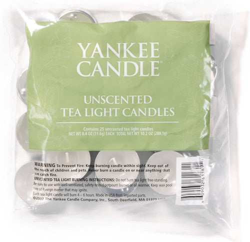 Yankee Candle Unscented Tea Light Candles  Pack of 25