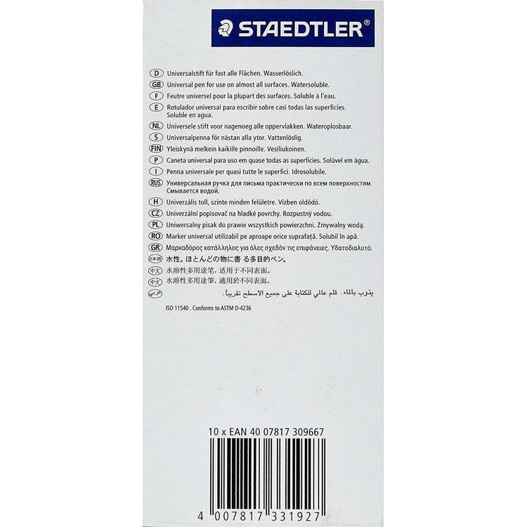 Staedtler Lumocolor Non-Permanent Pen Medium Black Box 10 315-9 – view 2