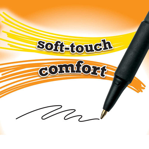 BIC 91435 SoftFeel Retractable Ballpoint Pen Medium Black Box of 12