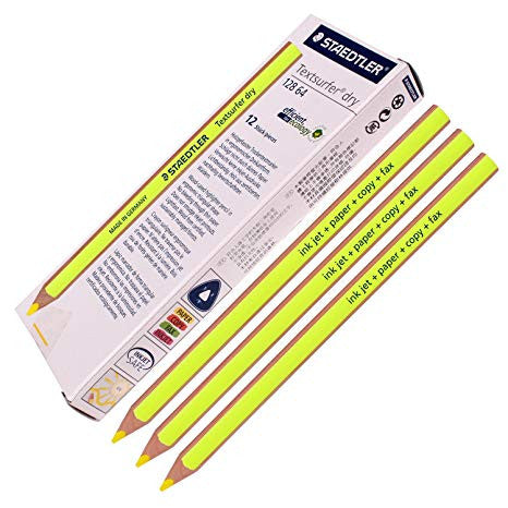Staedtler 128 64-1 Textsurfer Dry Highlighter Pencil Yellow Box of 12