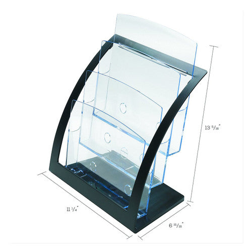 Deflecto 3 Pocket 3 Tier Curved Brochure Holder A4 Black Clear