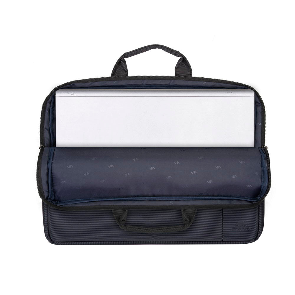 Rivacase 8231 Central Laptop Bag 15.6 Black - interior showing padded laptop compartment and organiser panel