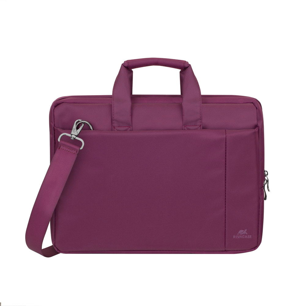 Rivacase 8231 Central Laptop Bag 15.6 Purple - front view showing organiser pocket and zip detail