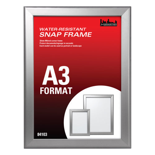 Manhattan Water Resistant Snap Frame Silver A3