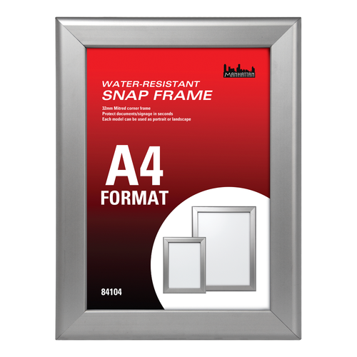 Manhattan Water Resistant Snap Frame Silver A4