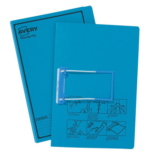 Avery Blue Tubeclip File Black Print Foolscap 20 Pack