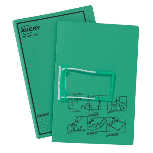 Avery Green Tubeclip File Black Print Foolscap 20 Pack