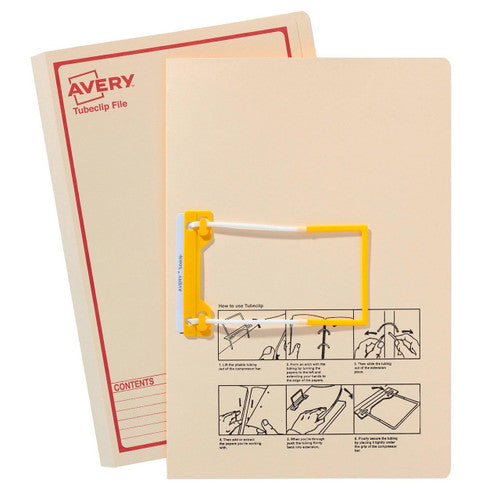Avery Buff Tubeclip File Red Print Foolscap 20 Box