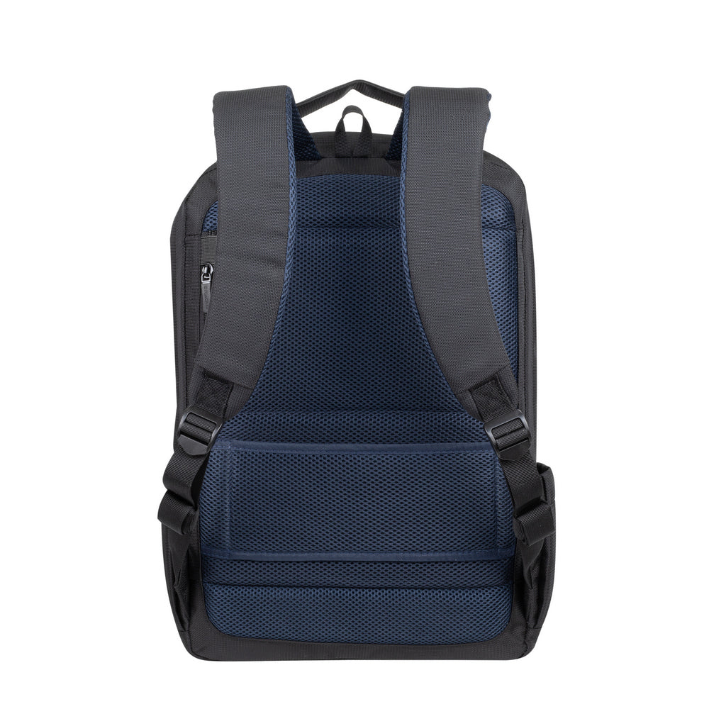 Rivacase 8460 Tegel ECO Bulker Backpack 23L Black - interior showing padded laptop compartment with fixing strap