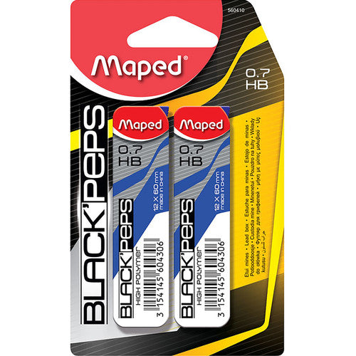 Maped Black Peps Lead Case Refill HB 0.7mm Pack of 2 Box of 12
