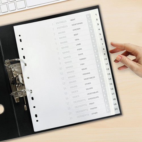Avery Divider 1-20 Index Tabs A4 White