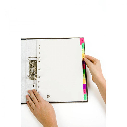 Avery Fluorescent Mylar Tab Dividers Jan-Dec Index