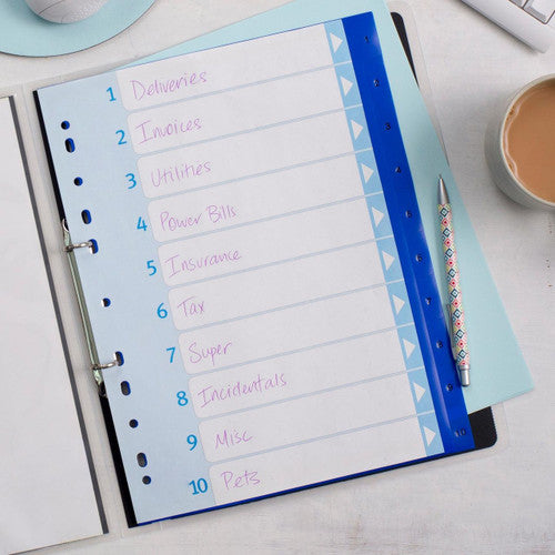 Avery Divider 1-10 Index Tabs A4 Blue
