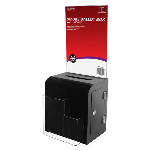 Deflecto Wall Mount Ballot Box A4 Portrait Black
