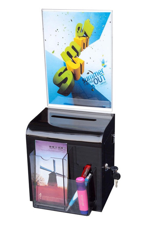 Deflecto Wall Mount Ballot Box A4 Portrait Black