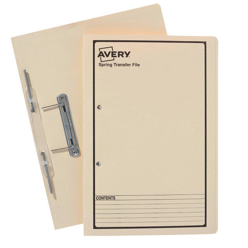 Avery Buff Spring Transfer File Black Print Foolscap 25 Pack