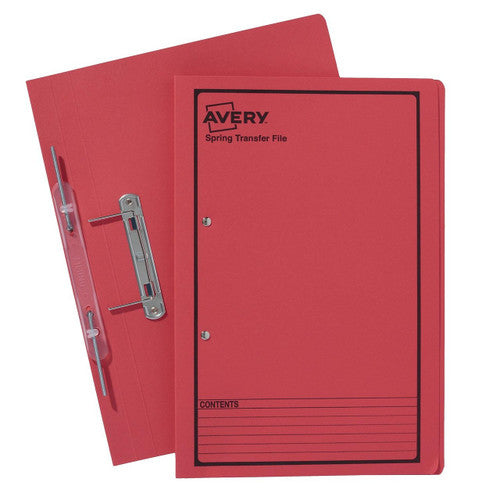 Avery Red Spring Transfer File Black Print Foolscap 25 Pack