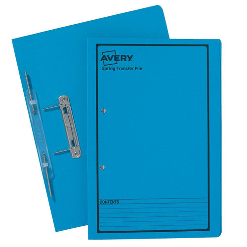 Avery Blue Spring Transfer File Black Print Foolscap 25 Pack