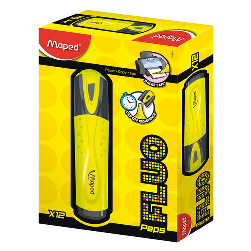 Maped Fluo Peps Highlighter Yellow Box of 12
