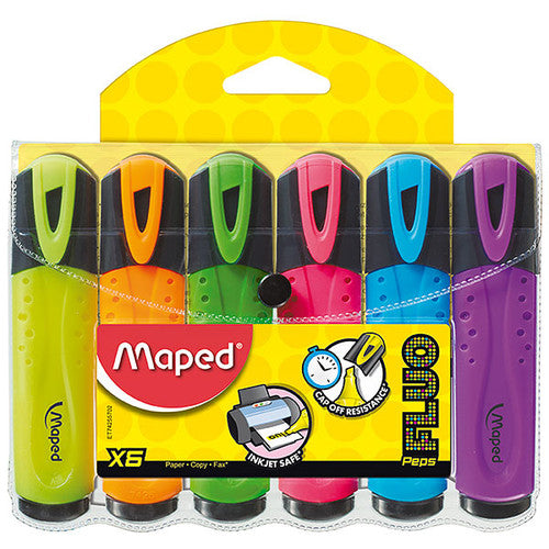 Maped Fluo Peps Highlighter Assorted Colours Wallet of 6