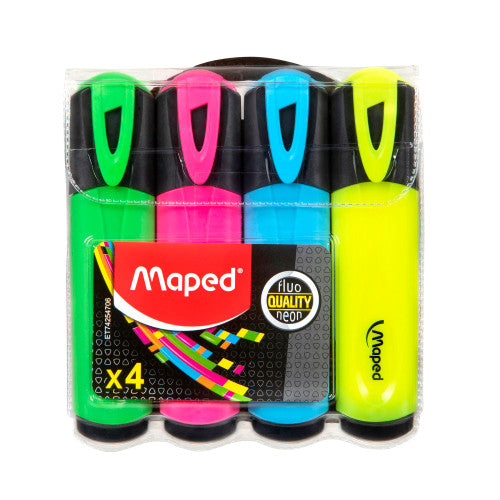 Maped Fluo Peps Highlighter Assorted Wallet of 4 Pack of 12