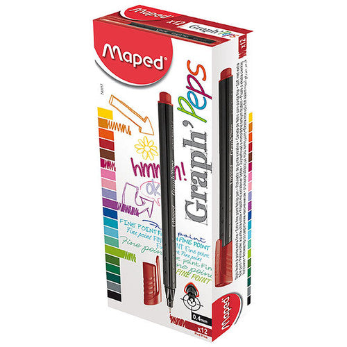 Maped Graph Peps Fineliner Red Kiss Box of 12
