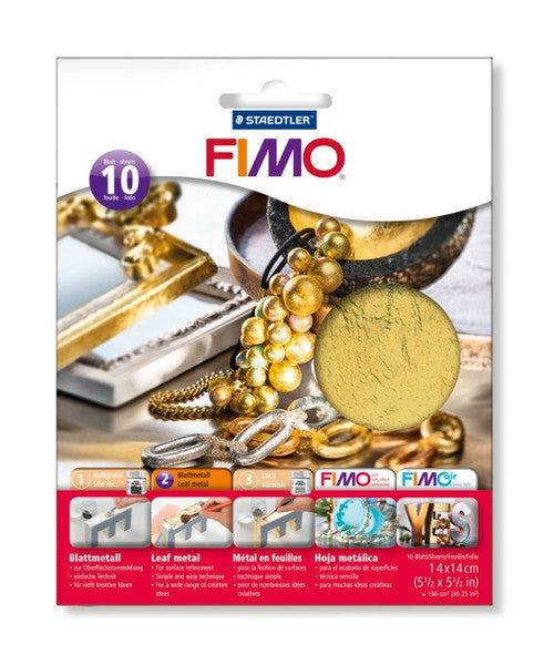 Fimo Leaf Metal Gold Pack of 10
