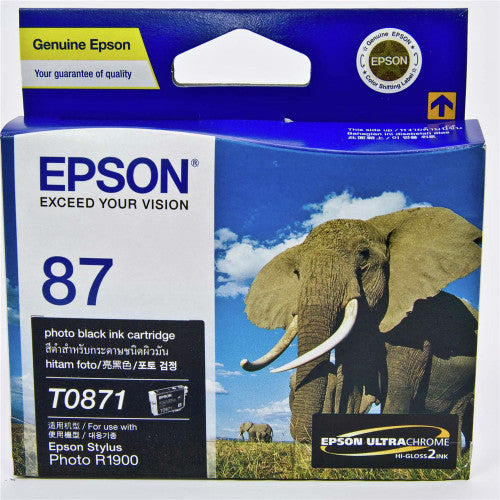Epson C13T087190 T0871 Ultrachrome Hi-Gloss2 Ink Photo Black