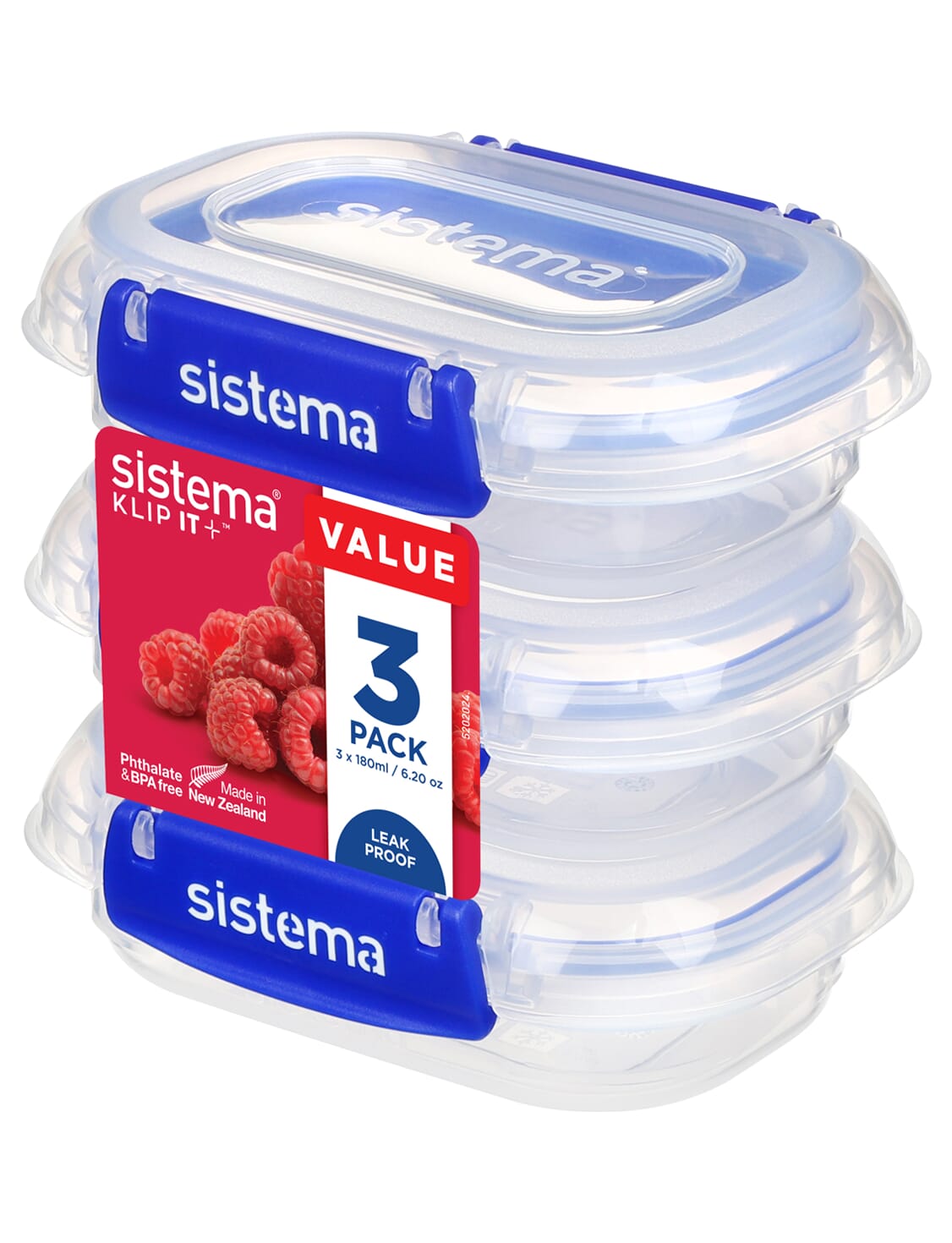 Sistema Klip It Plus 180ml rectangle containers 3 pack