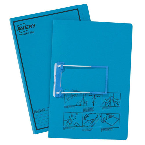 Avery Blue Tubeclip File Black Print Foolscap 5 Pack