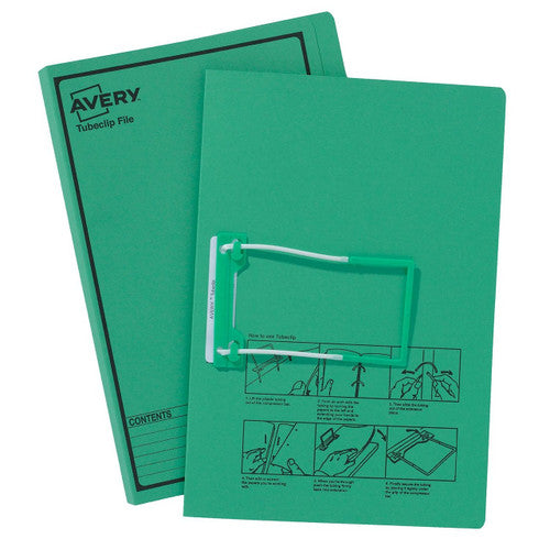 Avery Green Tubeclip File Black Print Foolscap 5 Pack