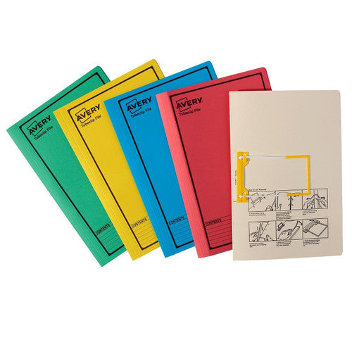 Avery Assorted Colour Tubeclip File Black Print Foolscap 5 Pack