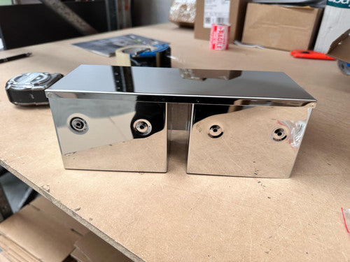 Dolphy Stainless Steel Double Toilet Roll Holder with Shelf Silver