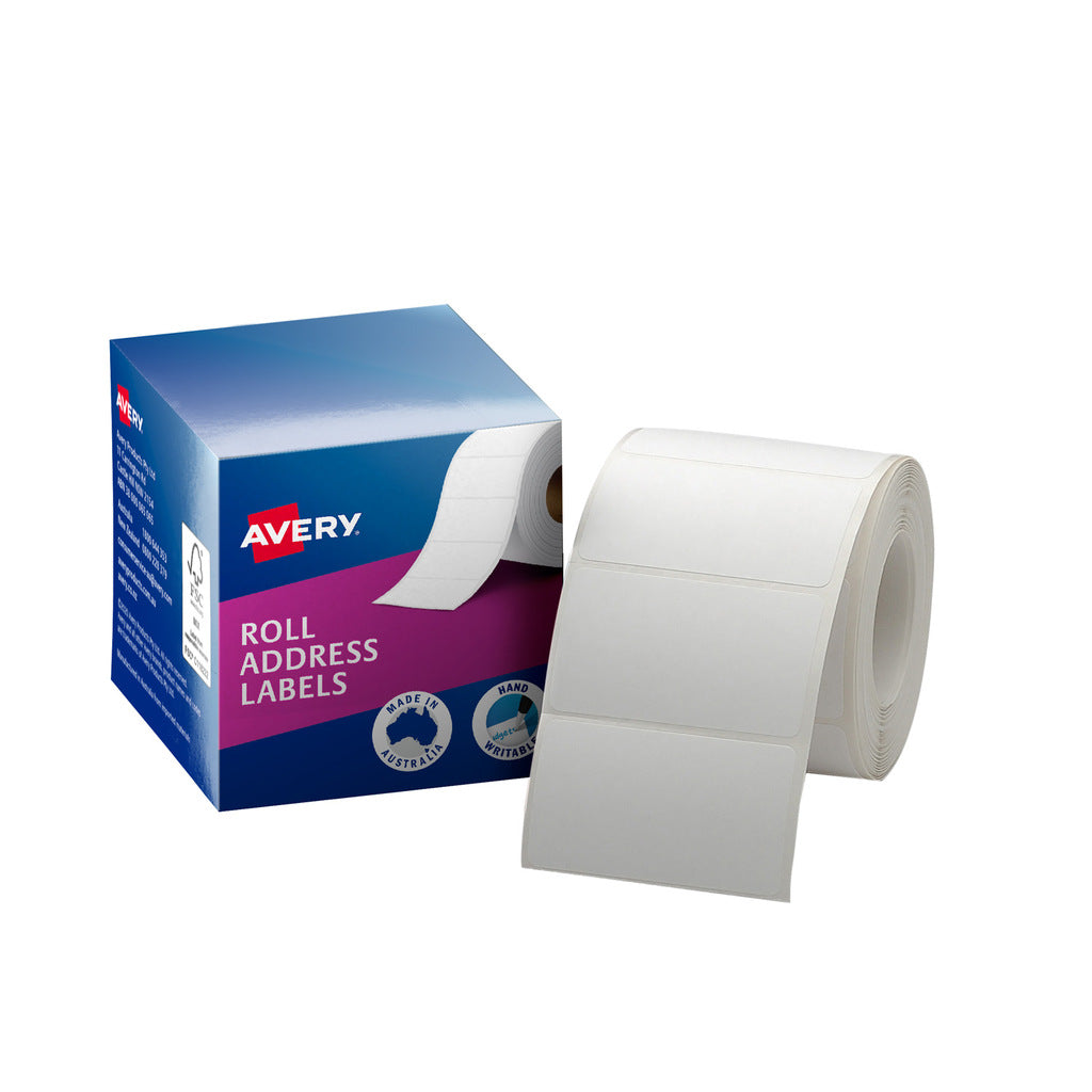 Avery White Roll Address Labels 63 x 36mm 500 Roll