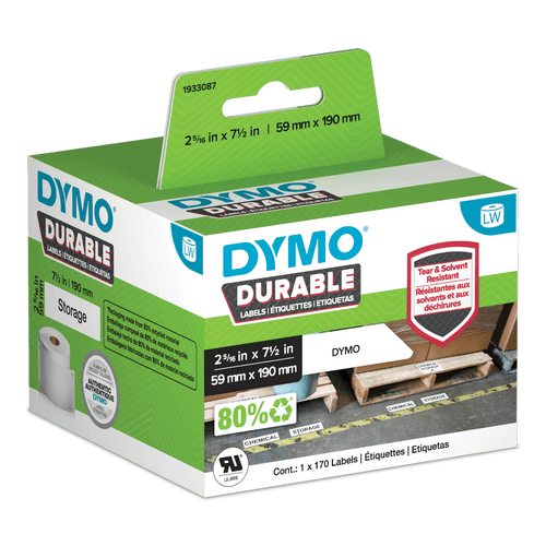 Dymo LabelWriter durable shipping labels 59 x 190mm roll 170 large format for equipment racking and assets