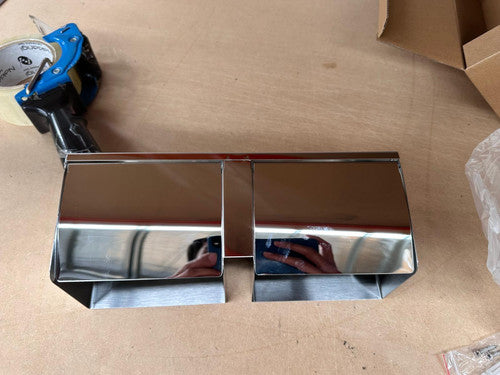 Dolphy Stainless Steel Double Toilet Roll Holder with Shelf Silver
