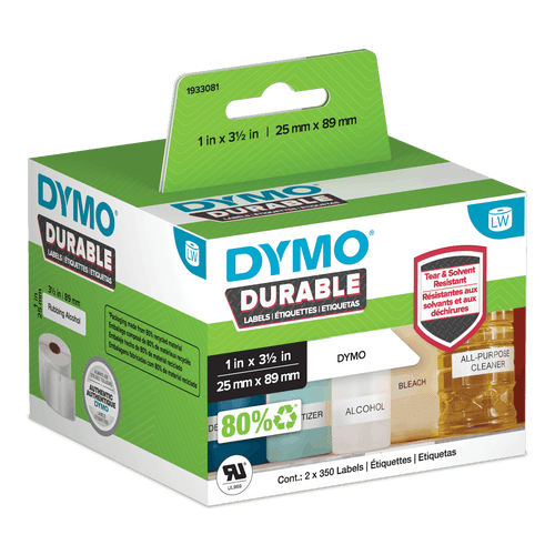Dymo LabelWriter durable labels 25 x 89mm roll 700 industrial strength for asset tracking and harsh environments